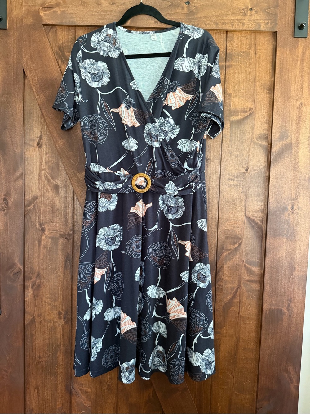 HELYO 2X Floral Criss-Cross V-Neck Fit & Flare Dress with Pockets
